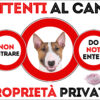 TARGA ATTENTI AL CANE - BULL TERRIER FULVO